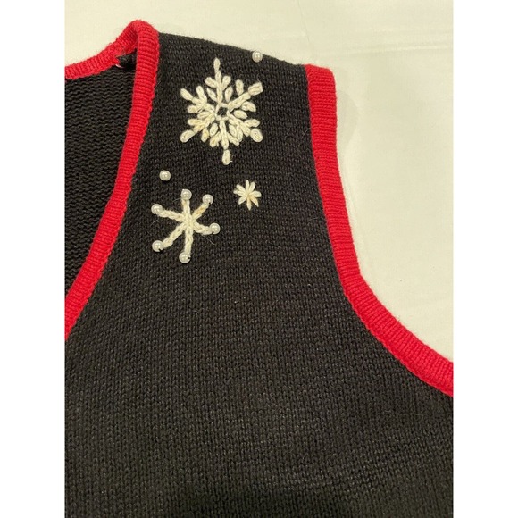PLANET & COMPANY Embellished Christmas Vest Women’s PM Petite M Santa’s Sleigh - Picture 5 of 9